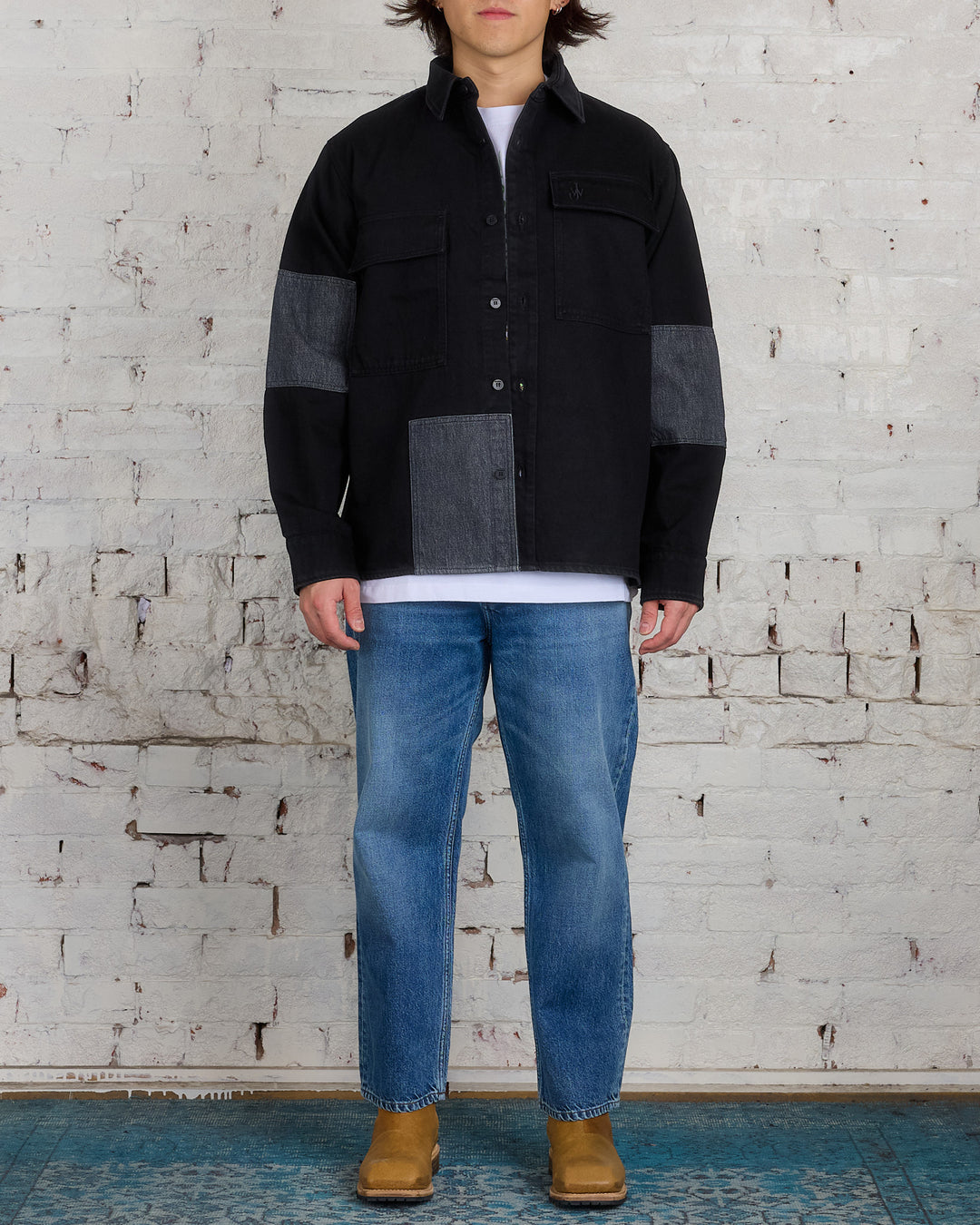 JW Anderson Patchwork 13oz Denim Overshirt Black