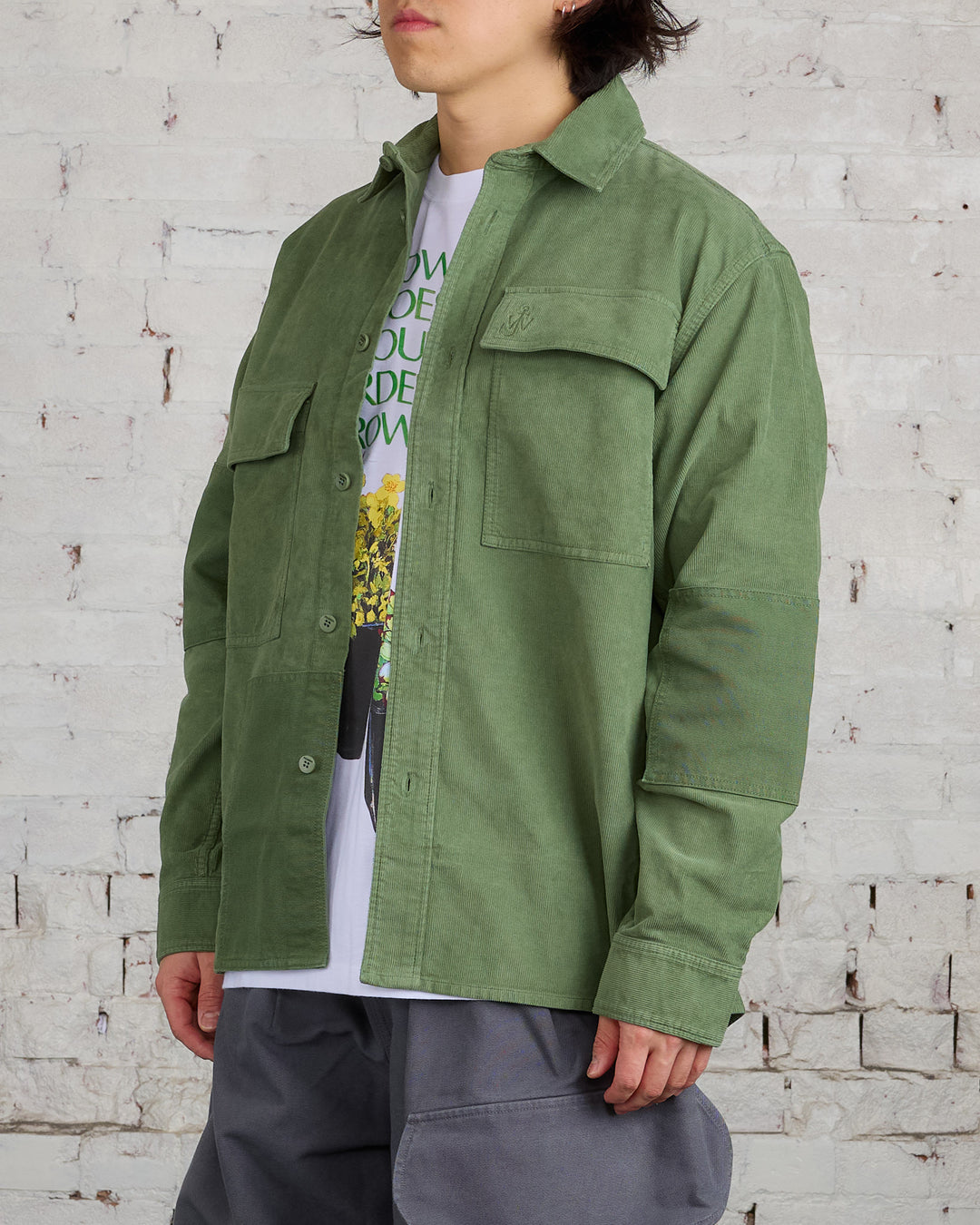 JW Anderson Patchwork Corduroy Overshirt Dark Green