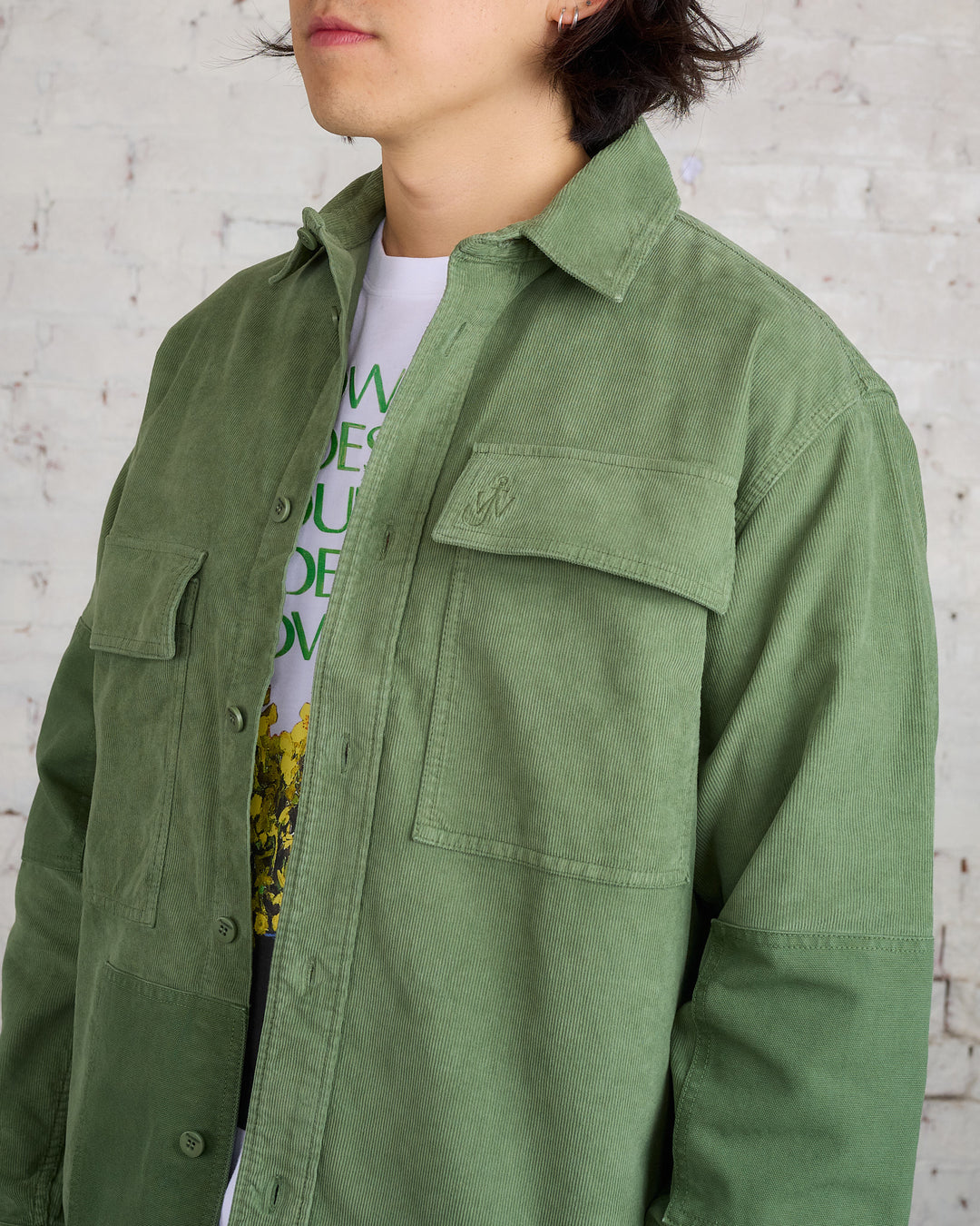 JW Anderson Patchwork Corduroy Overshirt Dark Green