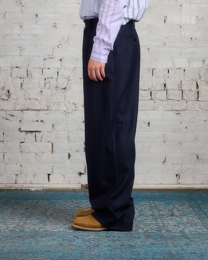 JW Anderson Pleated Wool Trouser Navy