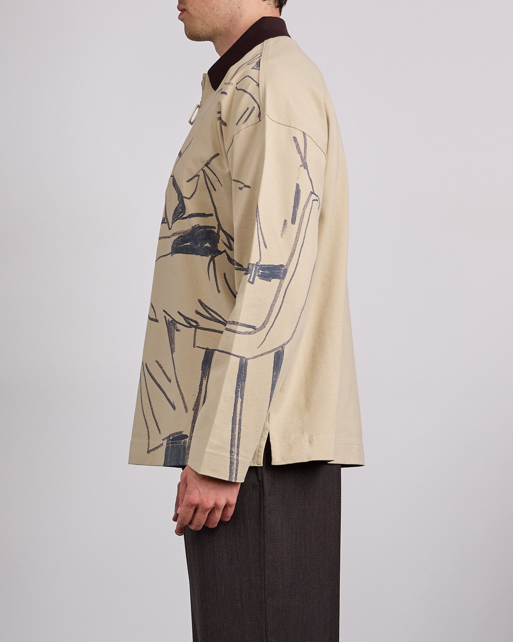 JW Anderson Printed Rugby Long Sleeve Polo Shirt Nougat – LESS 17