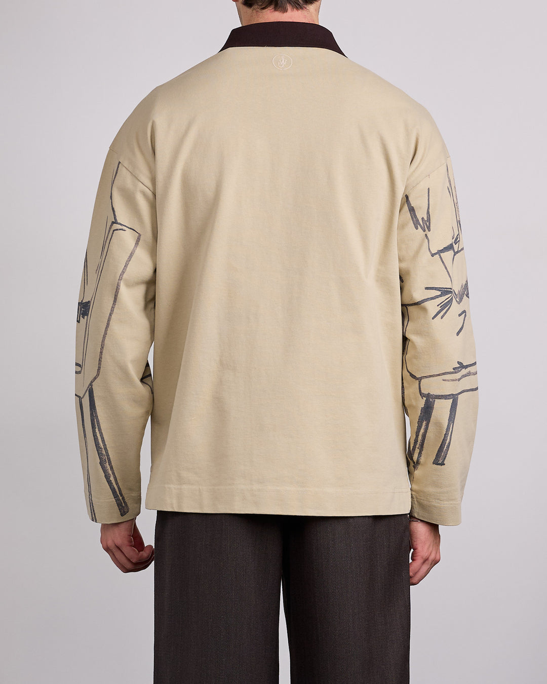 JW Anderson Printed Rugby Long Sleeve Polo Shirt Nougat