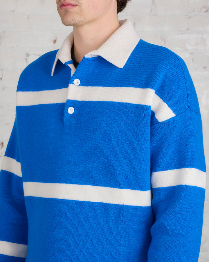 JW Anderson Structured Polo Merino Wool Top Azure Blue