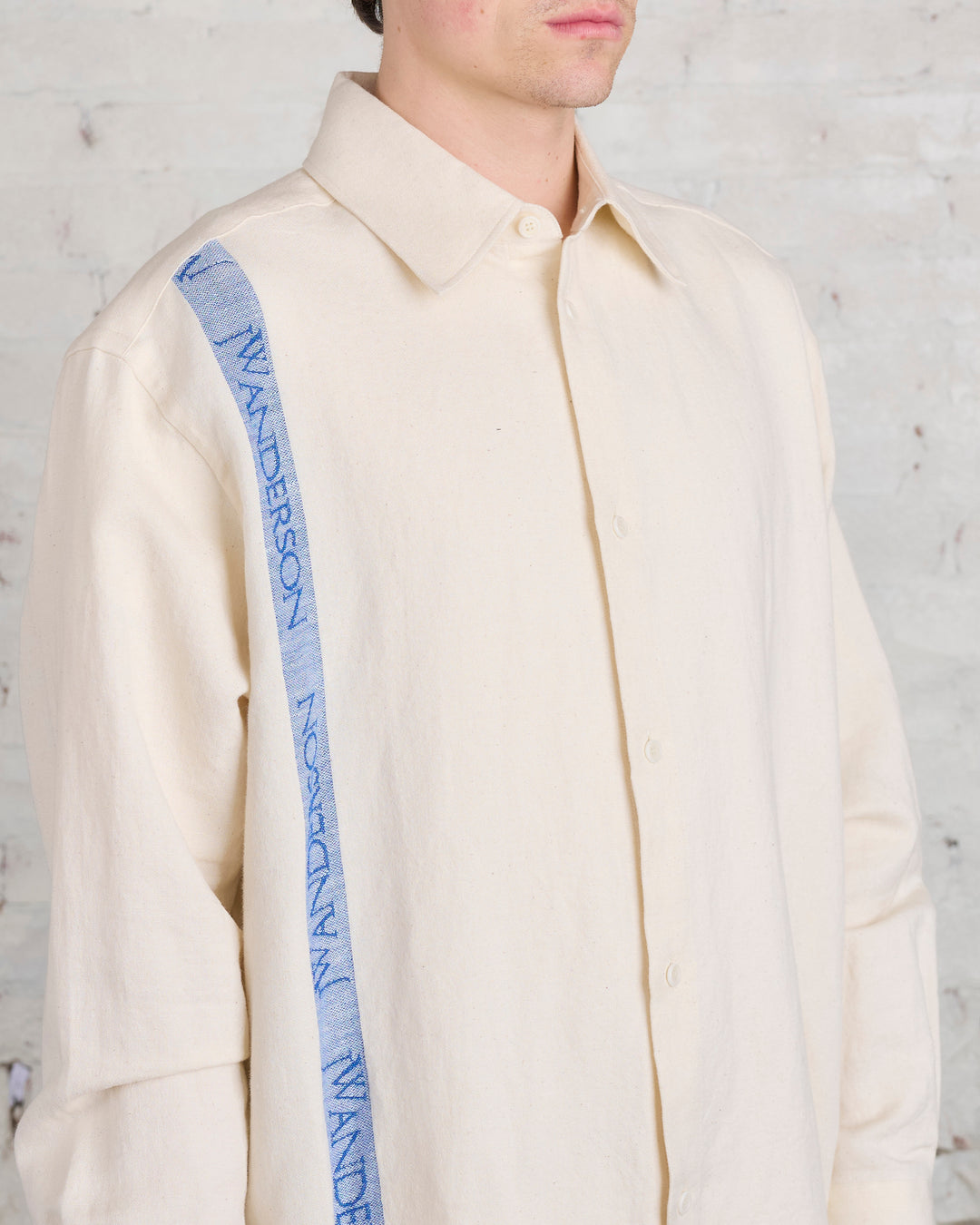 JW Anderson Tea Towel Oversized Linen Blend Button Shirt Off White