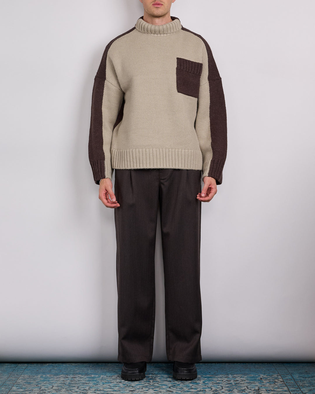 JW Anderson Two-Tone Patch Pocket Jumper Nougat