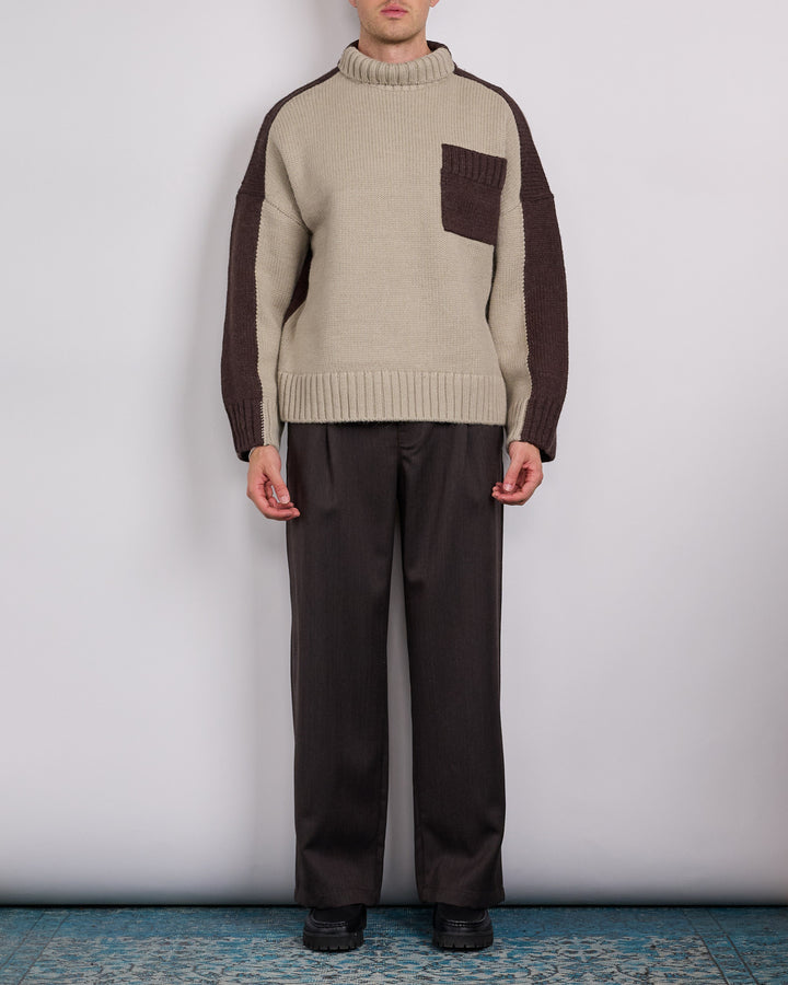 JW Anderson Two-Tone Patch Pocket Jumper Nougat