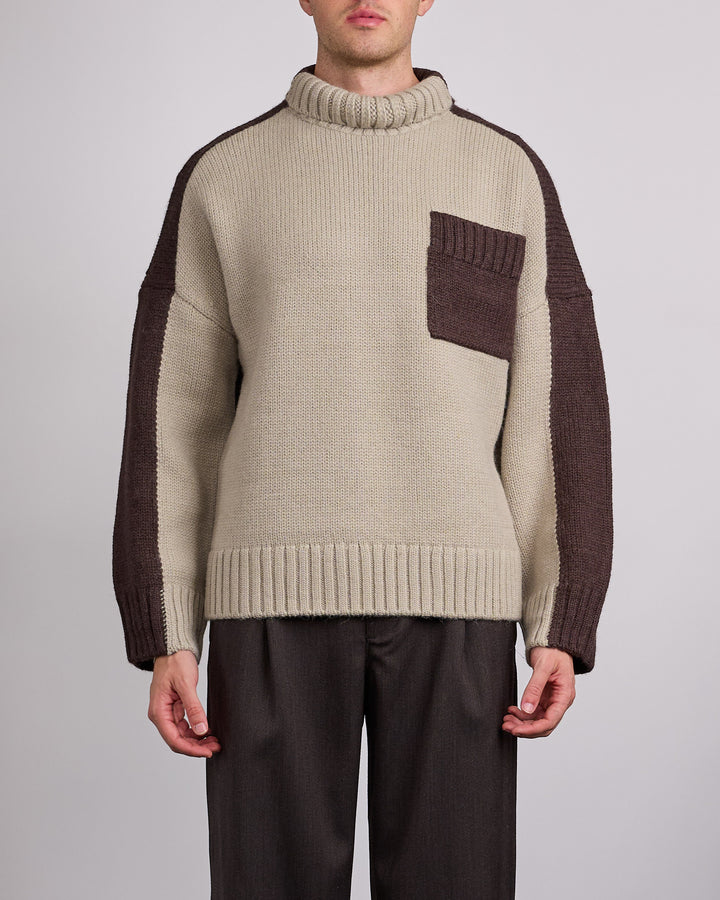 JW Anderson Two-Tone Patch Pocket Jumper Nougat