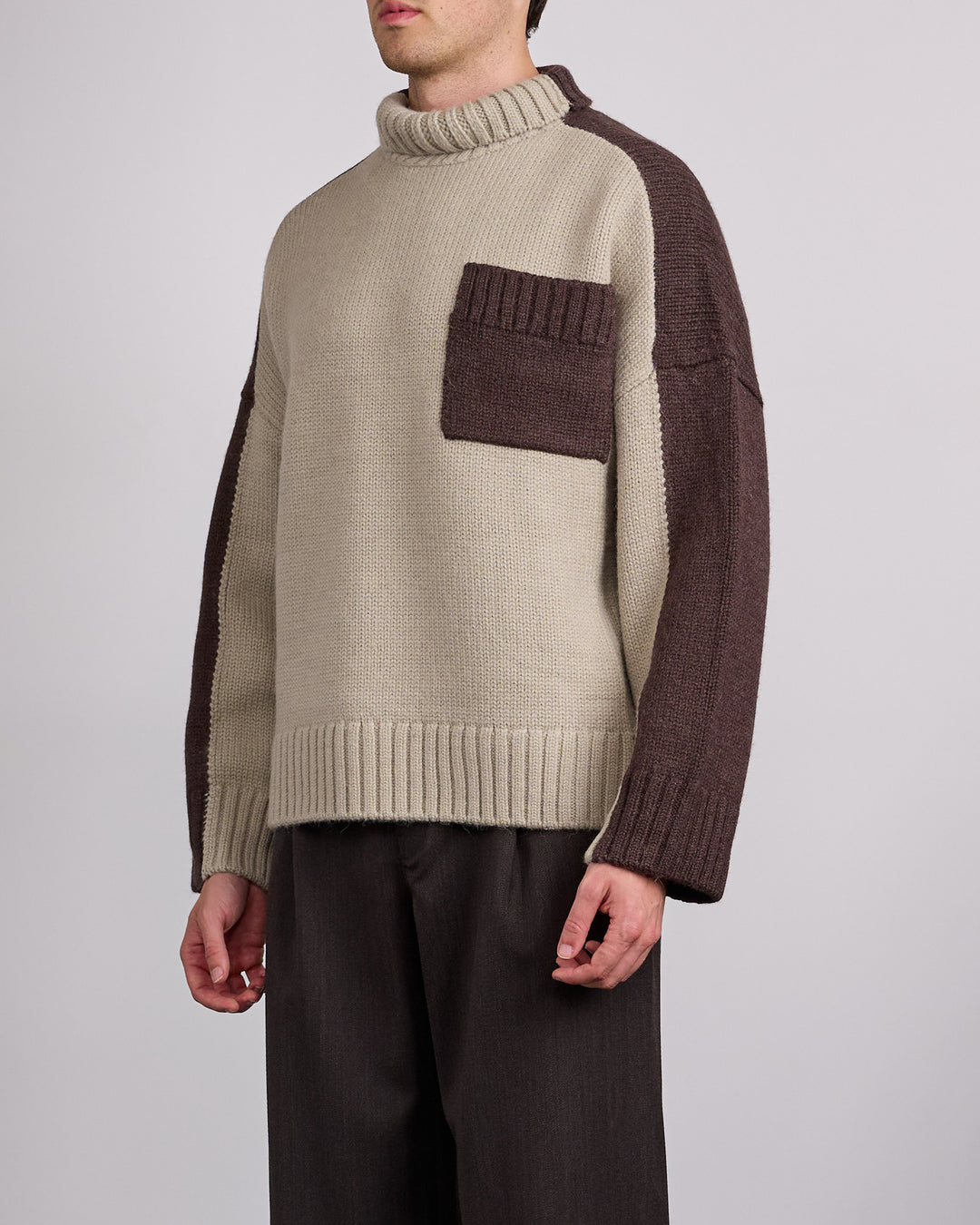 JW Anderson Two-Tone Patch Pocket Jumper Nougat