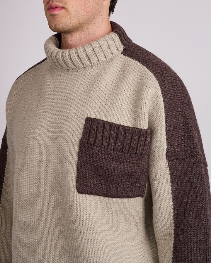 JW Anderson Two-Tone Patch Pocket Jumper Nougat