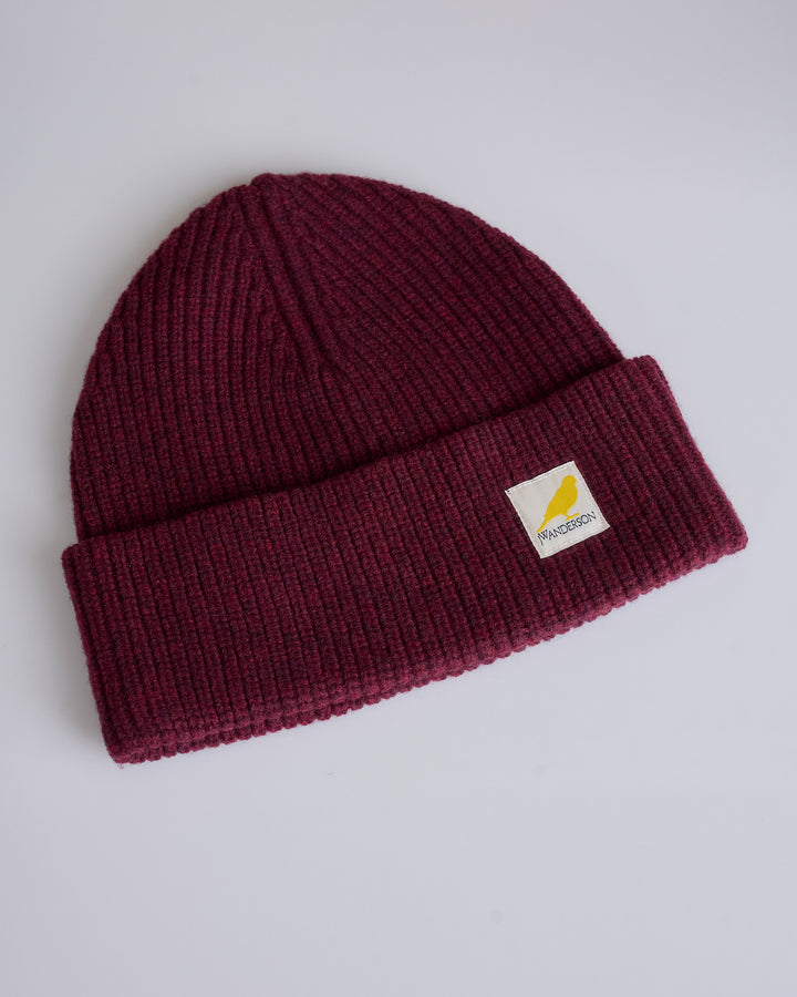 JW Anderson Logo Patch Beanie Crimson Red