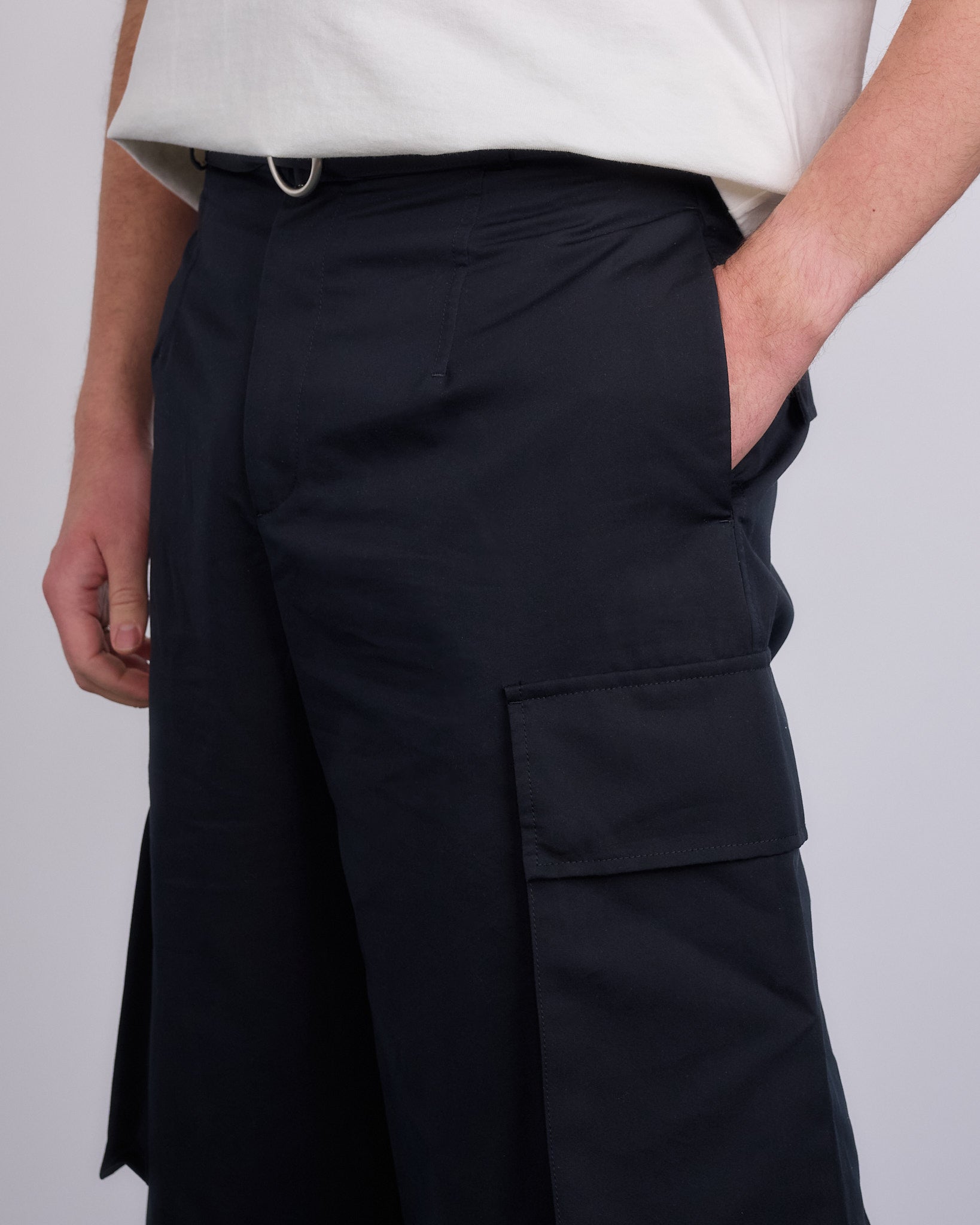 Jil Sander Cotton Silk Poplin Cargo Trouser Black – LESS 17