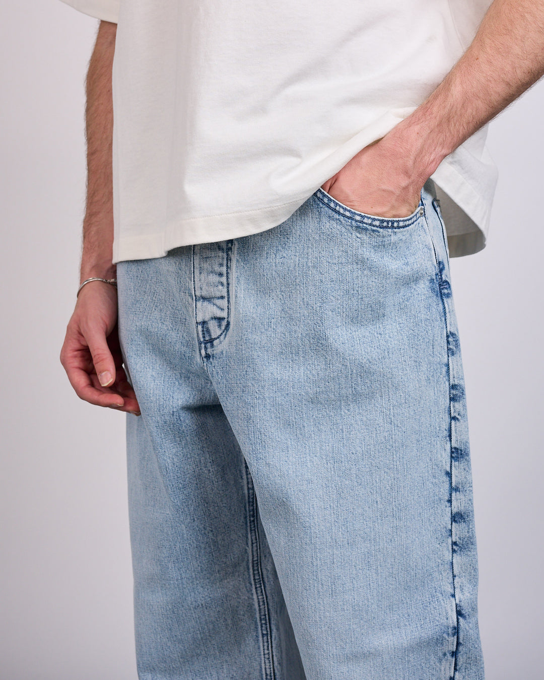 Jil Sander Diagonal Cotton Denim Jean Antarctic