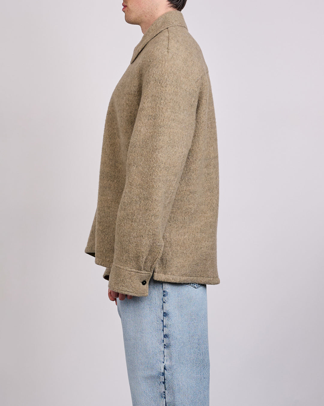 Jil Sander Felted Wool Melange Zip Jacket Fern