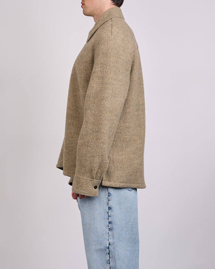 Jil Sander Felted Wool Melange Zip Jacket Fern