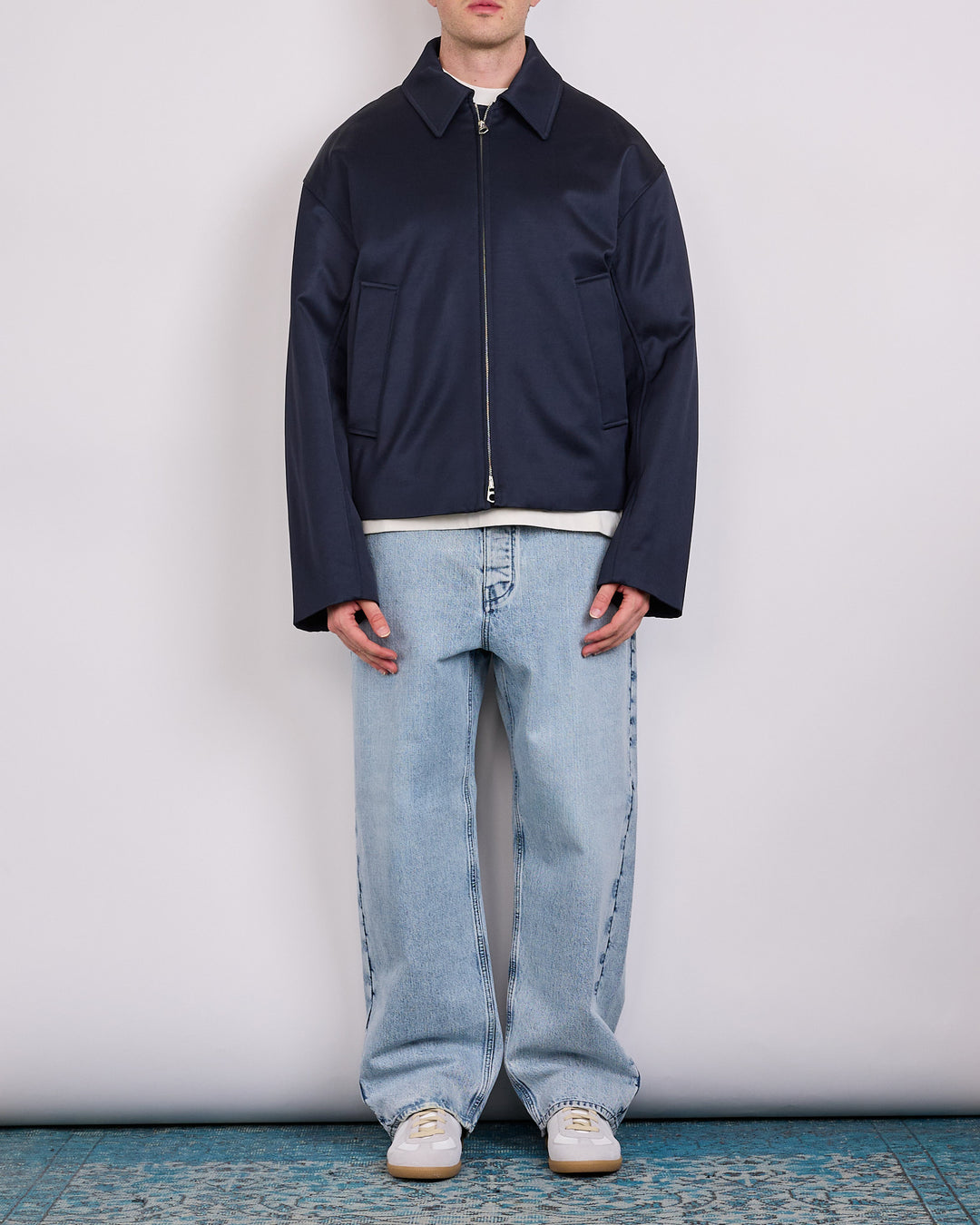 Jil Sander Fluid Wool Viscose Zip Jacket Midnight