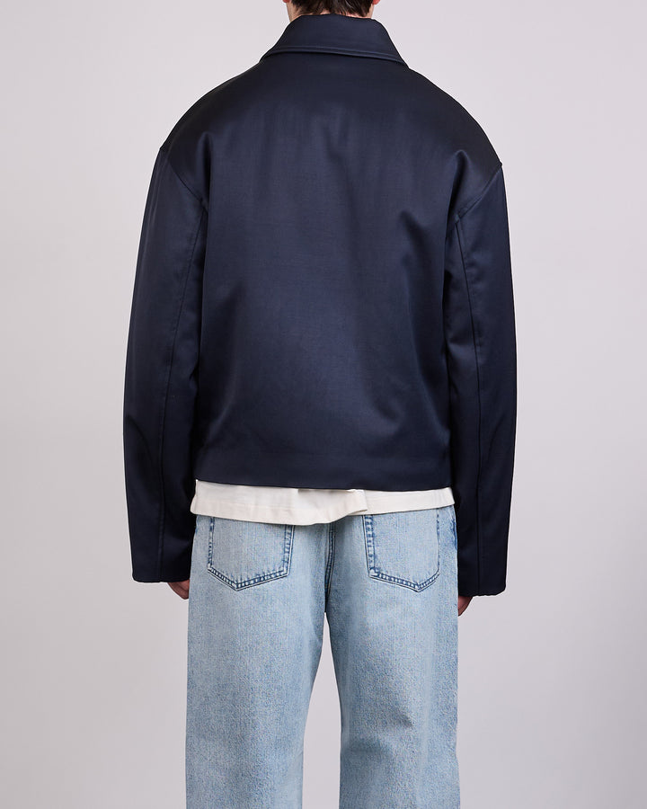 Jil Sander Fluid Wool Viscose Zip Jacket Midnight