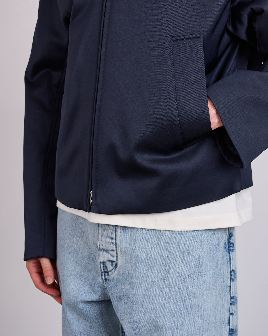 Jil Sander Fluid Wool Viscose Zip Jacket Midnight