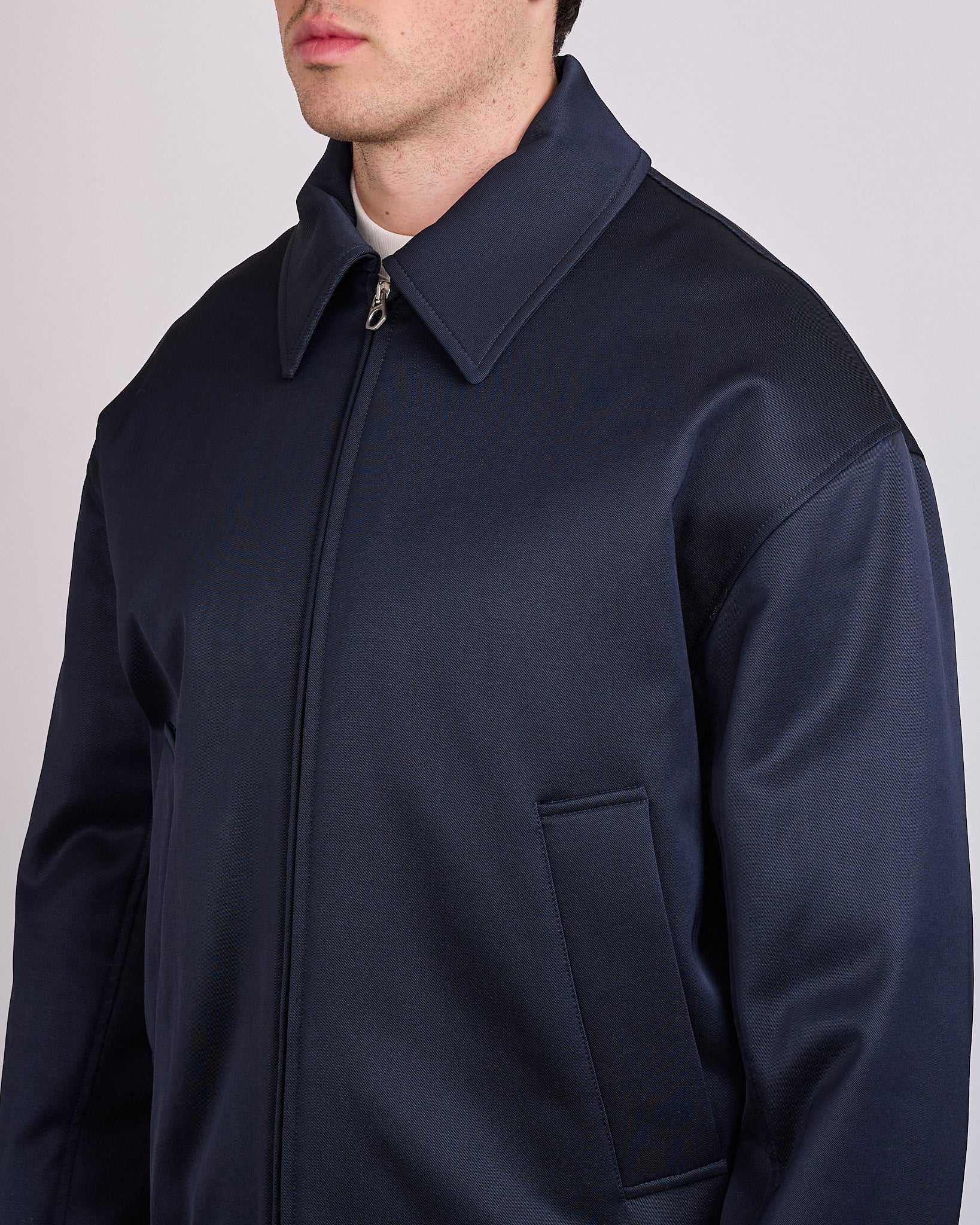 Jil Sander Fluid Wool Viscose Zip Jacket Midnight – LESS 17