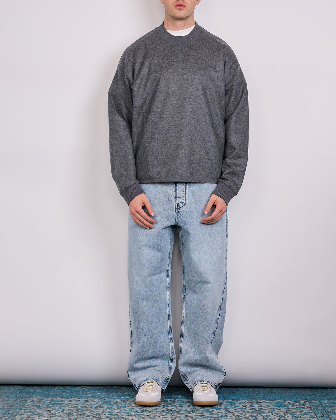Jil Sander Melton Wool Crewneck Ash Grey
