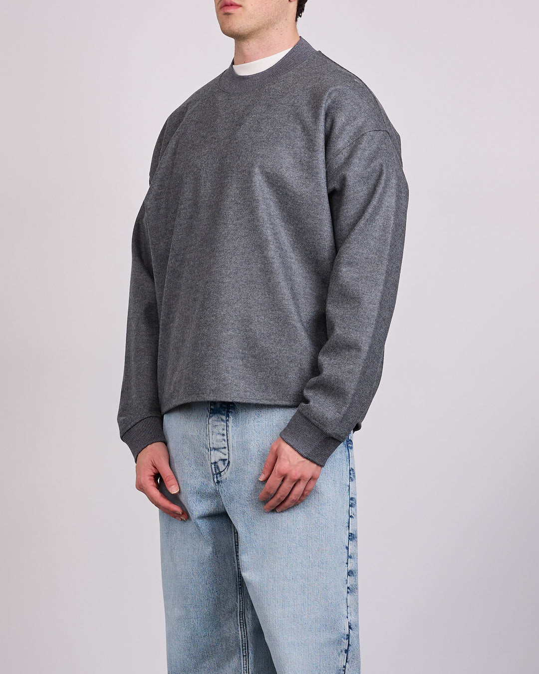 Jil Sander Melton Wool Crewneck Ash Grey