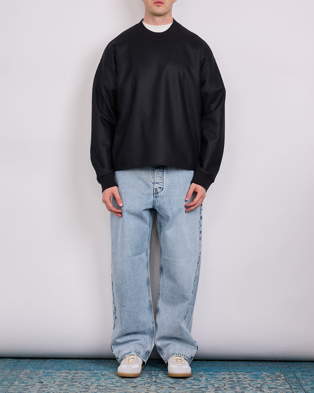 Jil Sander Melton Wool Crewneck Black