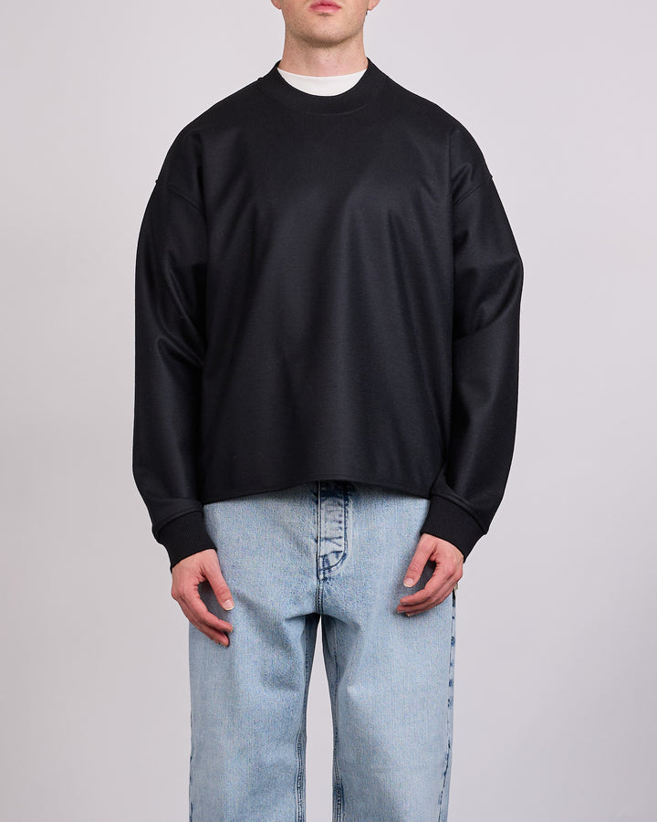 Jil Sander Melton Wool Crewneck Black