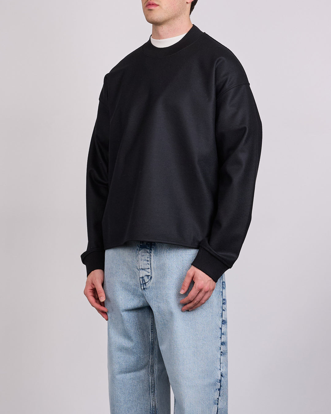 Jil Sander Melton Wool Crewneck Black