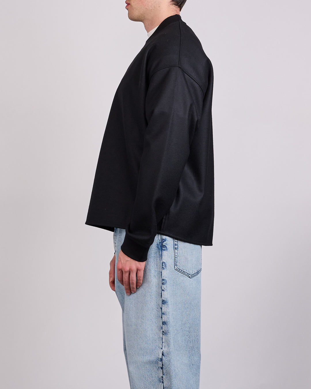 Jil Sander Melton Wool Crewneck Black