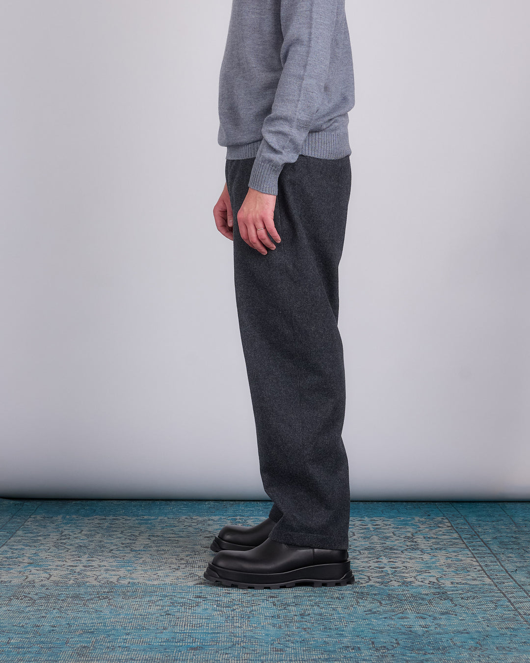 Jil Sander+ Elastic Waist Wool Relaxed Pant Lava Stone