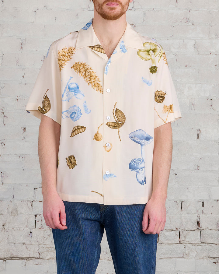 Jil Sander+ Fluid Viscose Forest Short Sleeve Button Shirt