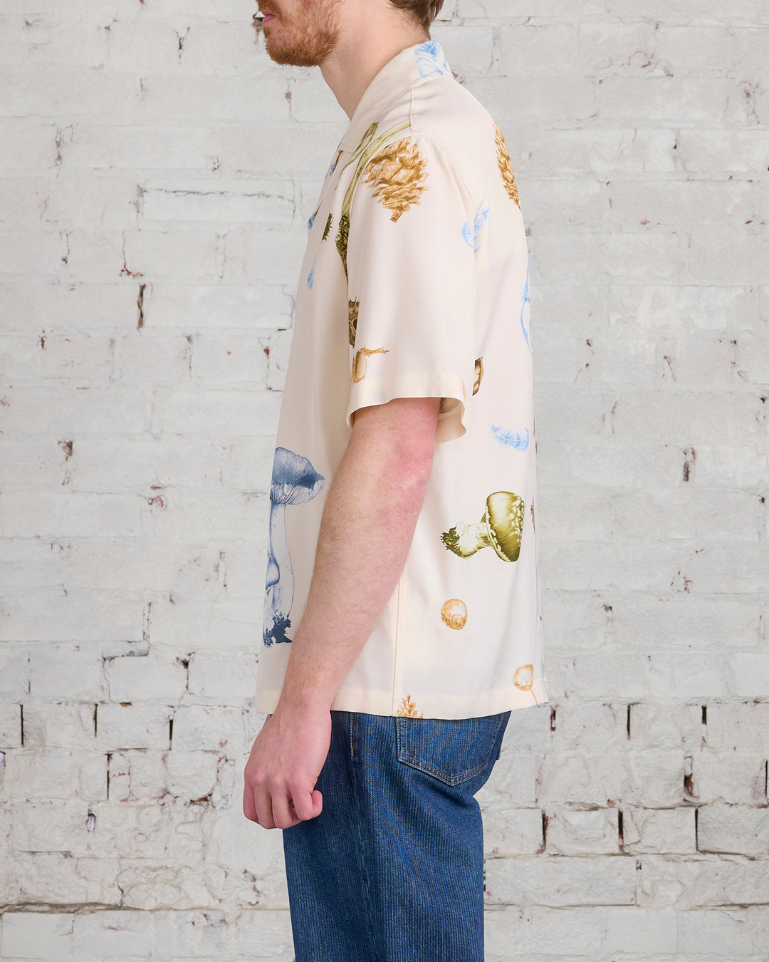 Jil Sander+ Fluid Viscose Forest Short Sleeve Button Shirt