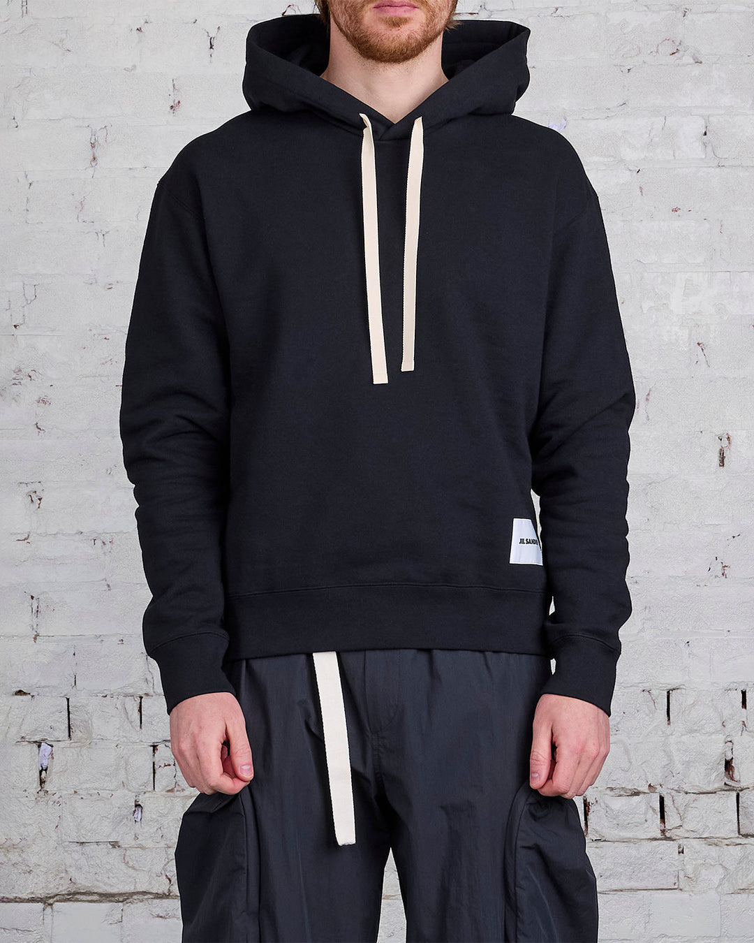 Jil Sander+ Label Hooded Sweatshirt Black