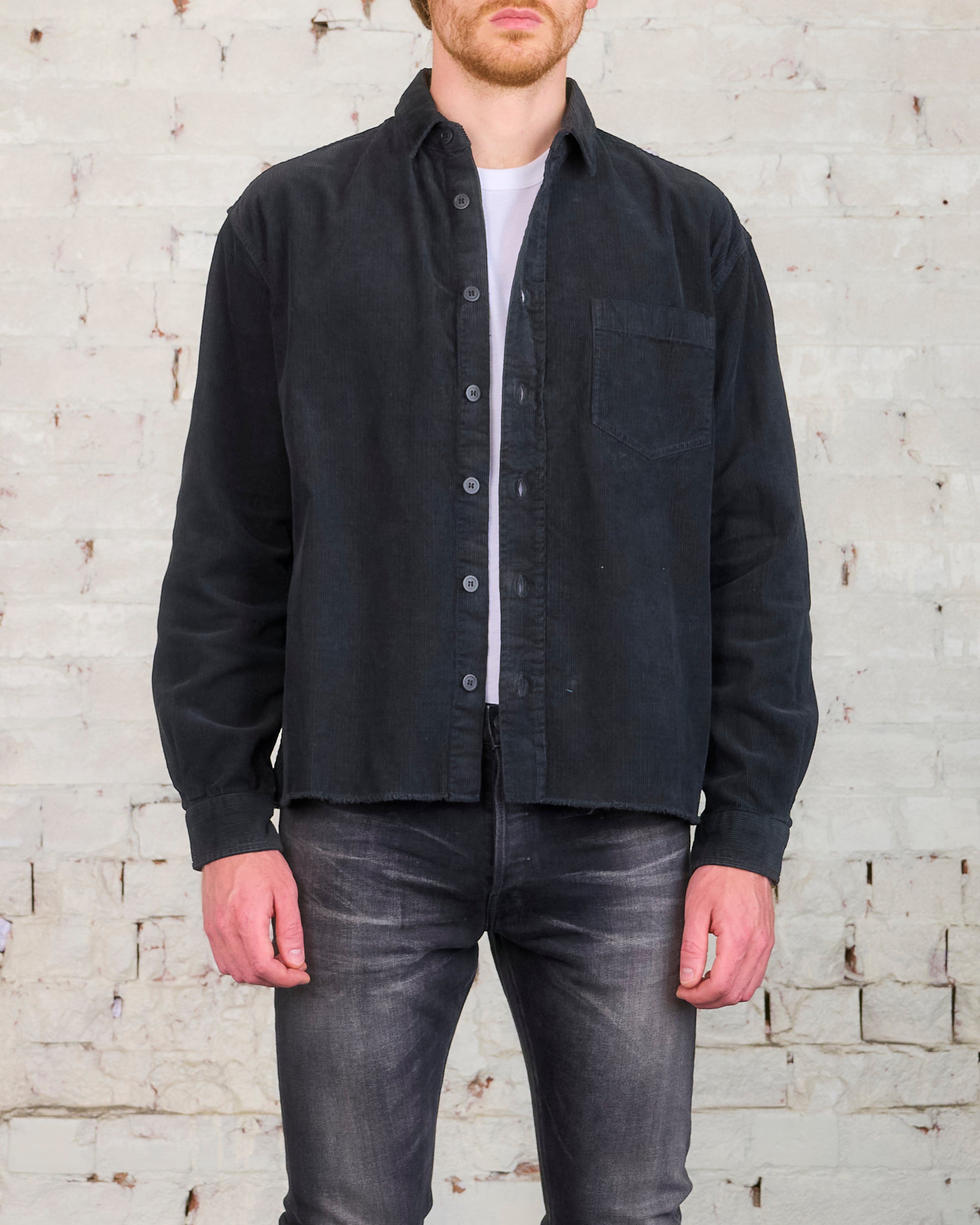 John Elliott Corduroy Hemi Button Shirt Black