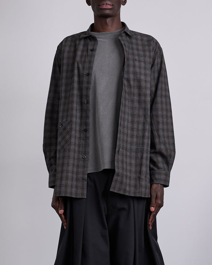 Junya Watanabe MAN Cotton Check Flannel Button Shirt Grey