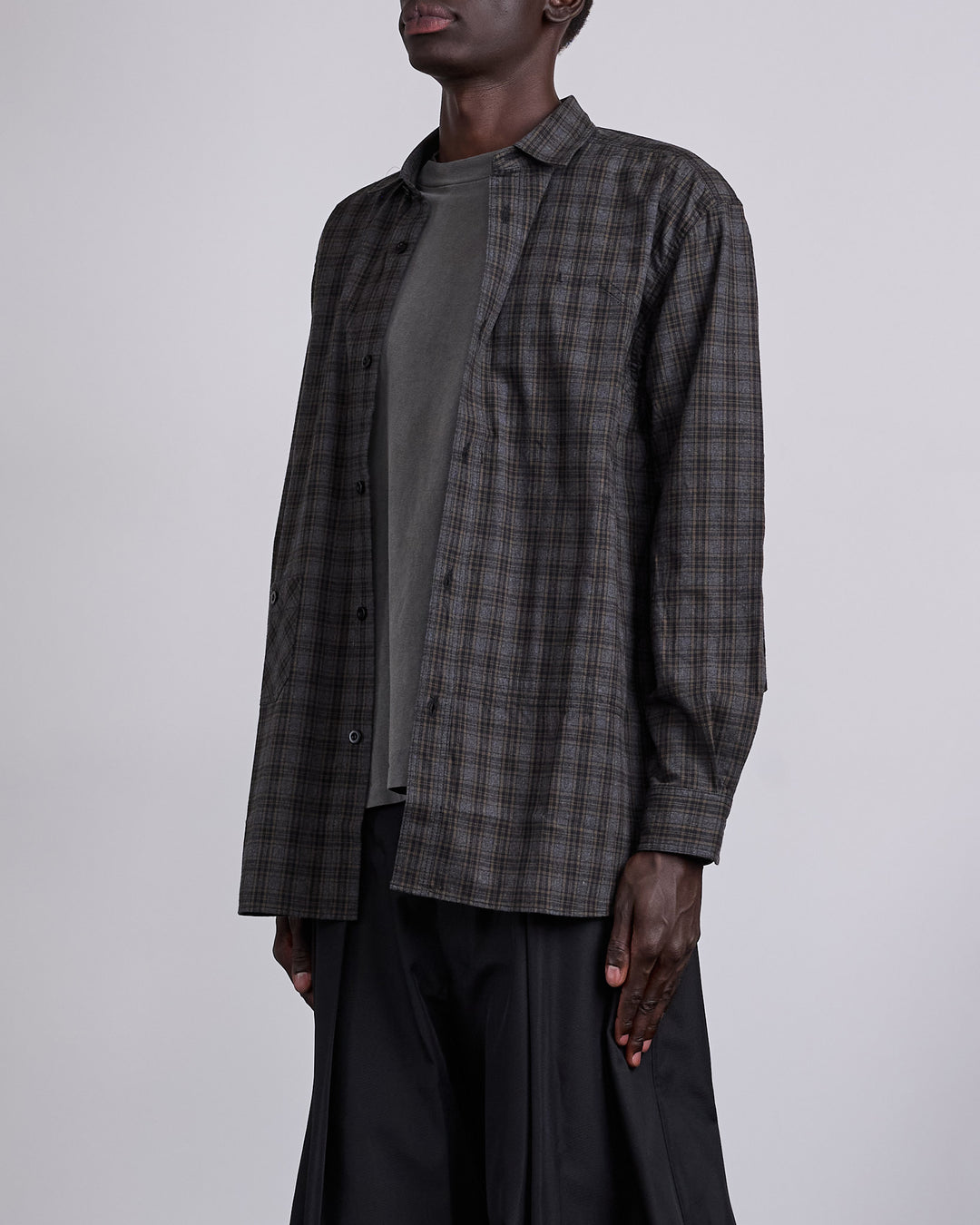 Junya Watanabe MAN Cotton Check Flannel Button Shirt Grey