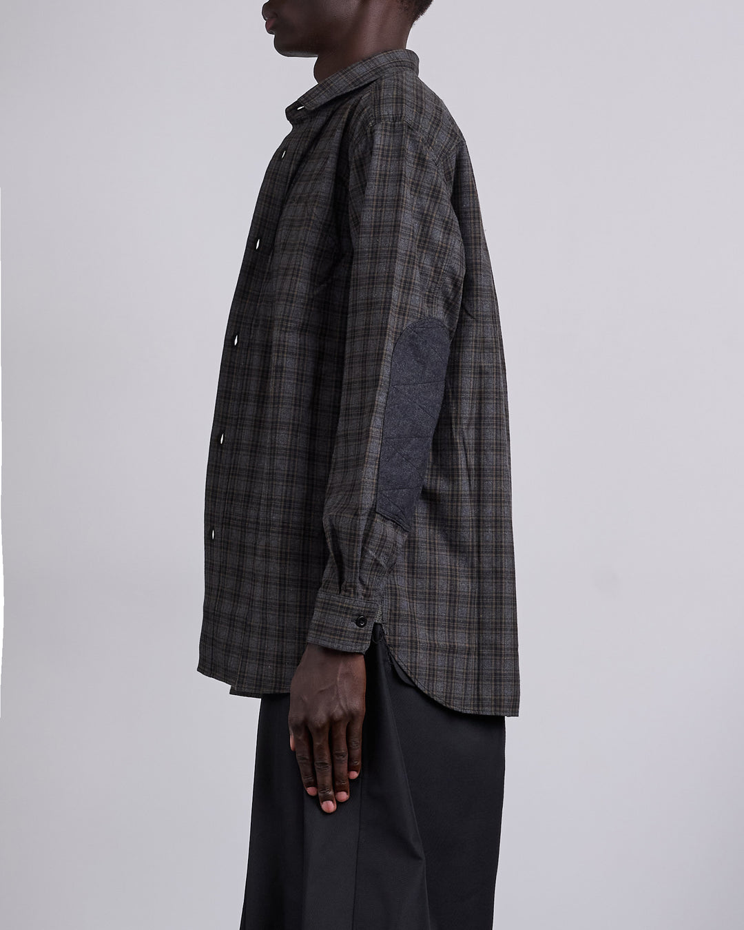 Junya Watanabe MAN Cotton Check Flannel Button Shirt Grey