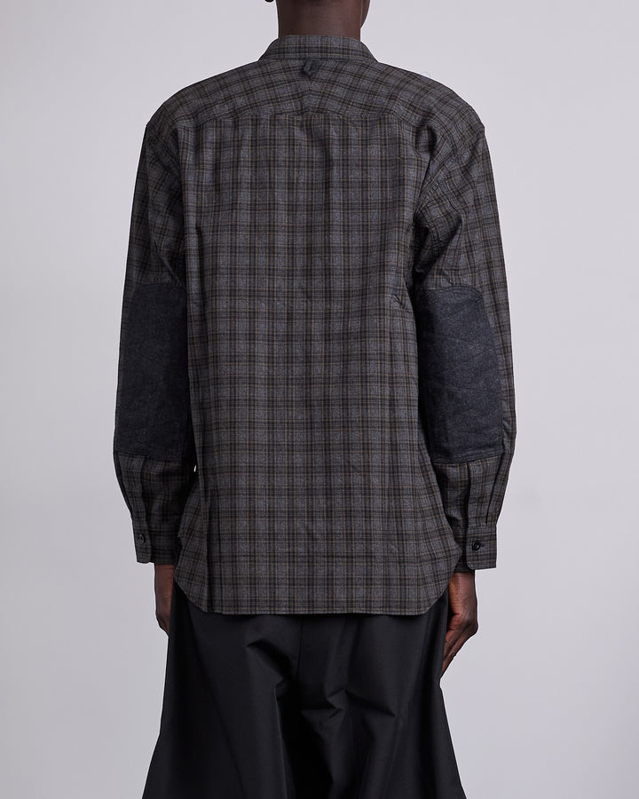 Junya Watanabe MAN Cotton Check Flannel Button Shirt Grey