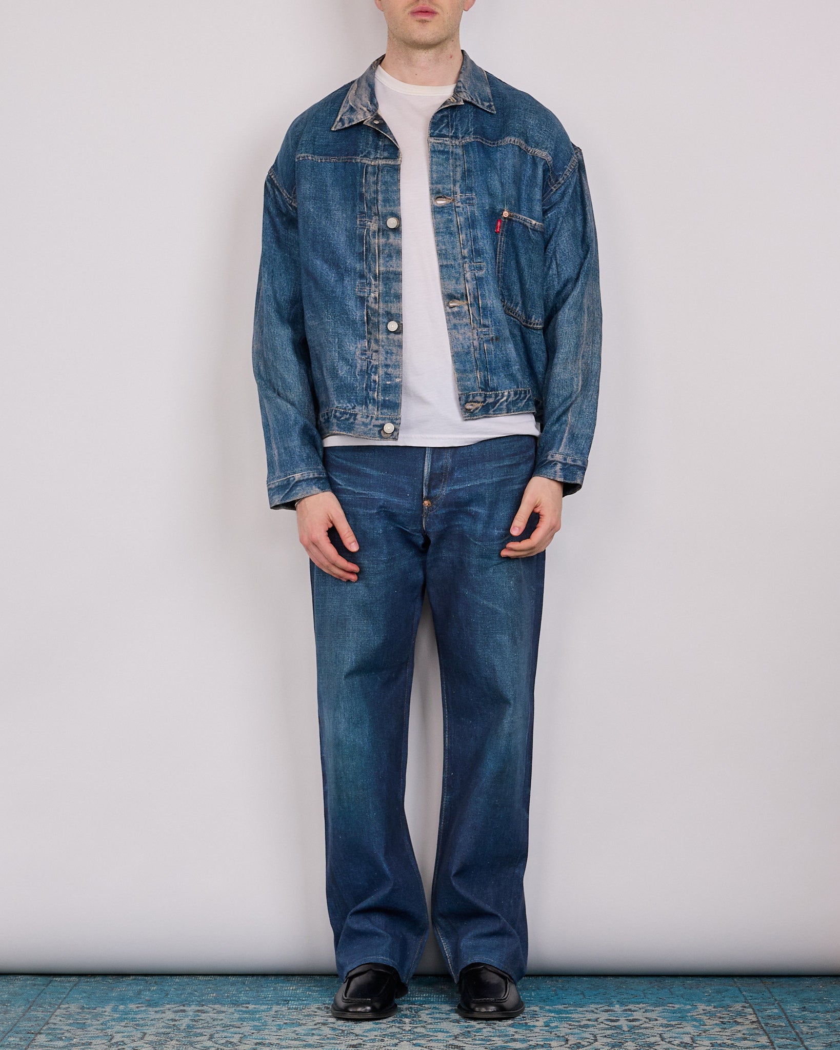 Junya Watanabe MAN Levi's BerBer Print Linen Trucker Jacket Indigo