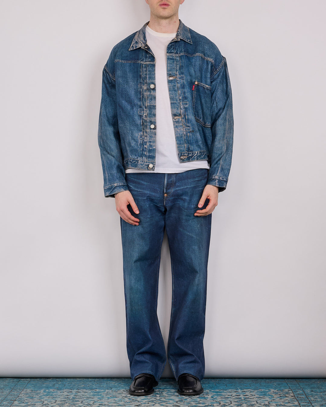 Junya Watanabe MAN Levi's BerBer Print Linen Trucker Jacket Indigo