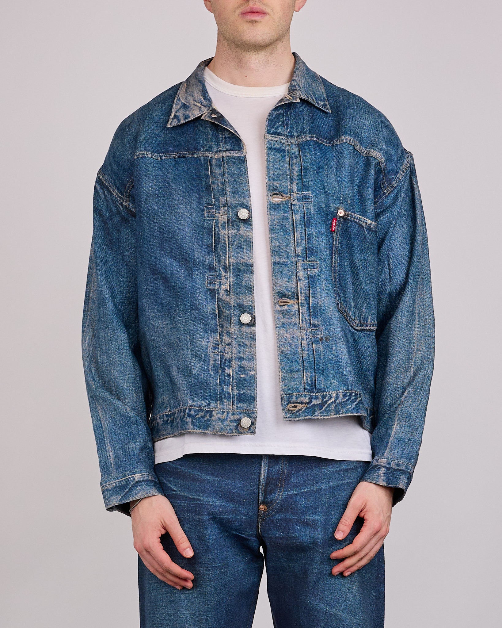 Junya Watanabe MAN Levi's BerBer Print Linen Trucker Jacket Indigo