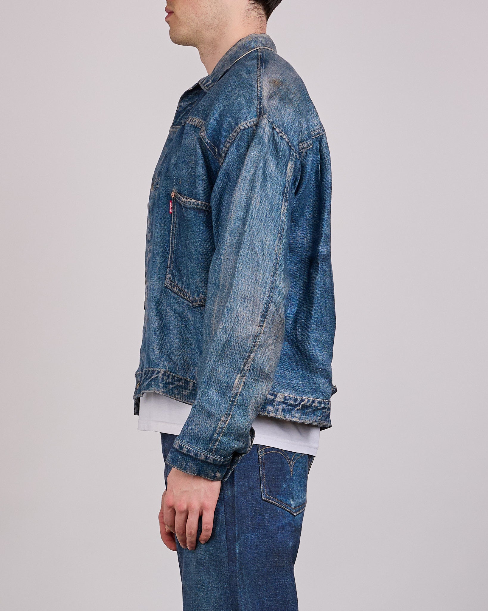 Junya Watanabe MAN Levi's BerBer Print Linen Trucker Jacket Indigo