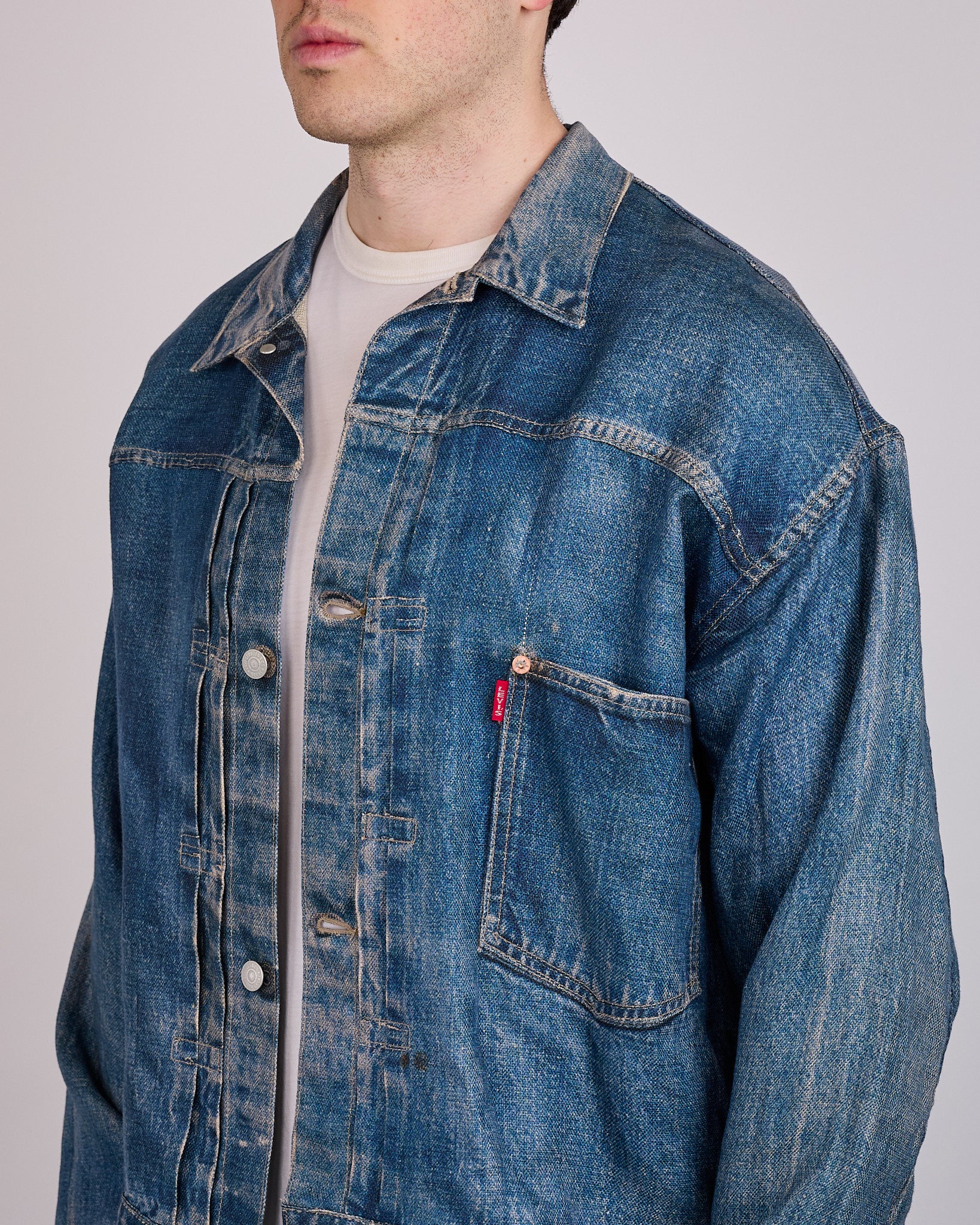 Junya Watanabe MAN Levi's BerBer Print Linen Trucker Jacket Indigo