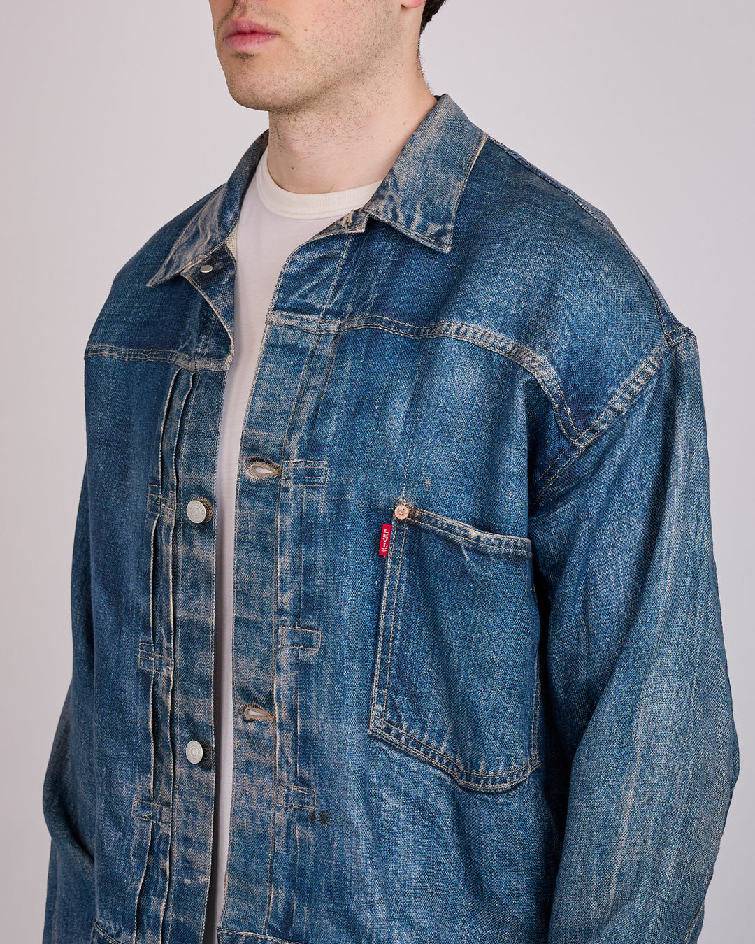 Junya Watanabe MAN Levi's BerBer Print Linen Trucker Jacket Indigo