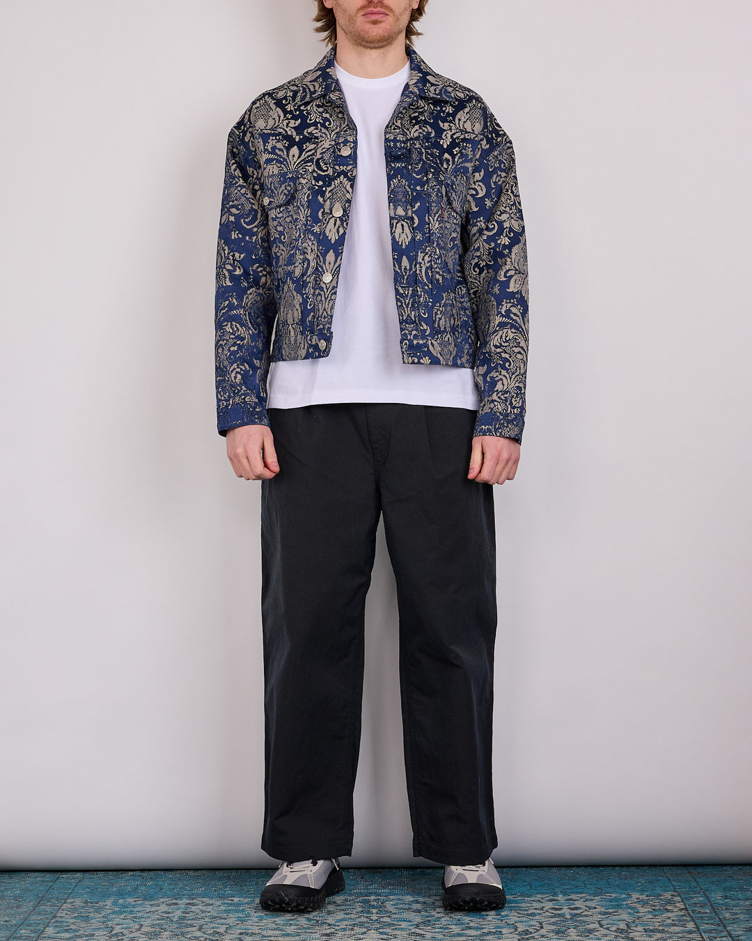 Junya Watanabe MAN x Levi's Damask Trucker Jacket Navy Beige