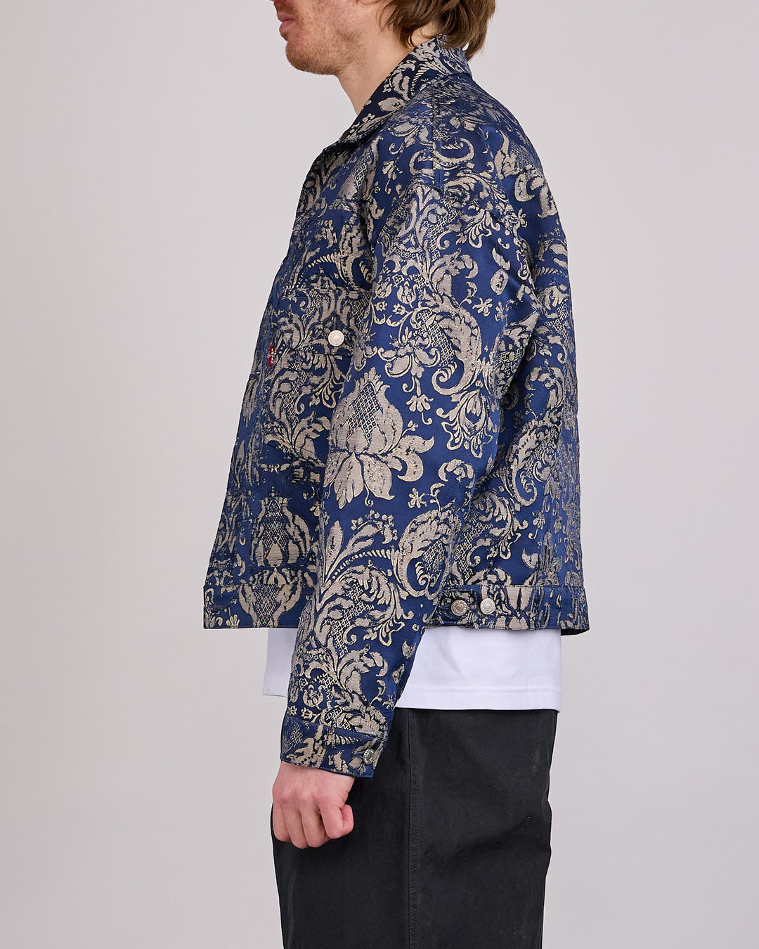 Junya Watanabe MAN x Levi's Damask Trucker Jacket Navy Beige