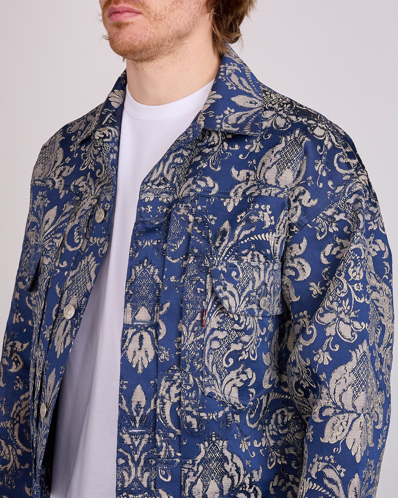 Junya Watanabe MAN x Levi's Damask Trucker Jacket Navy Beige – LESS 17