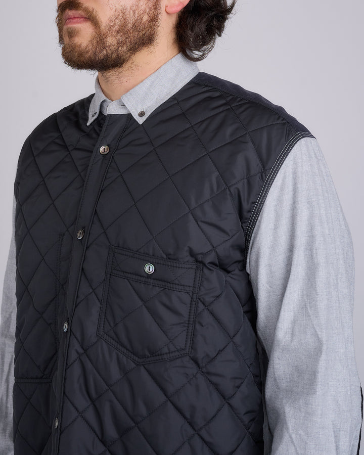 Juyna Watanabe MAN Quilted Poly x Flannel Button Shirt Black Grey