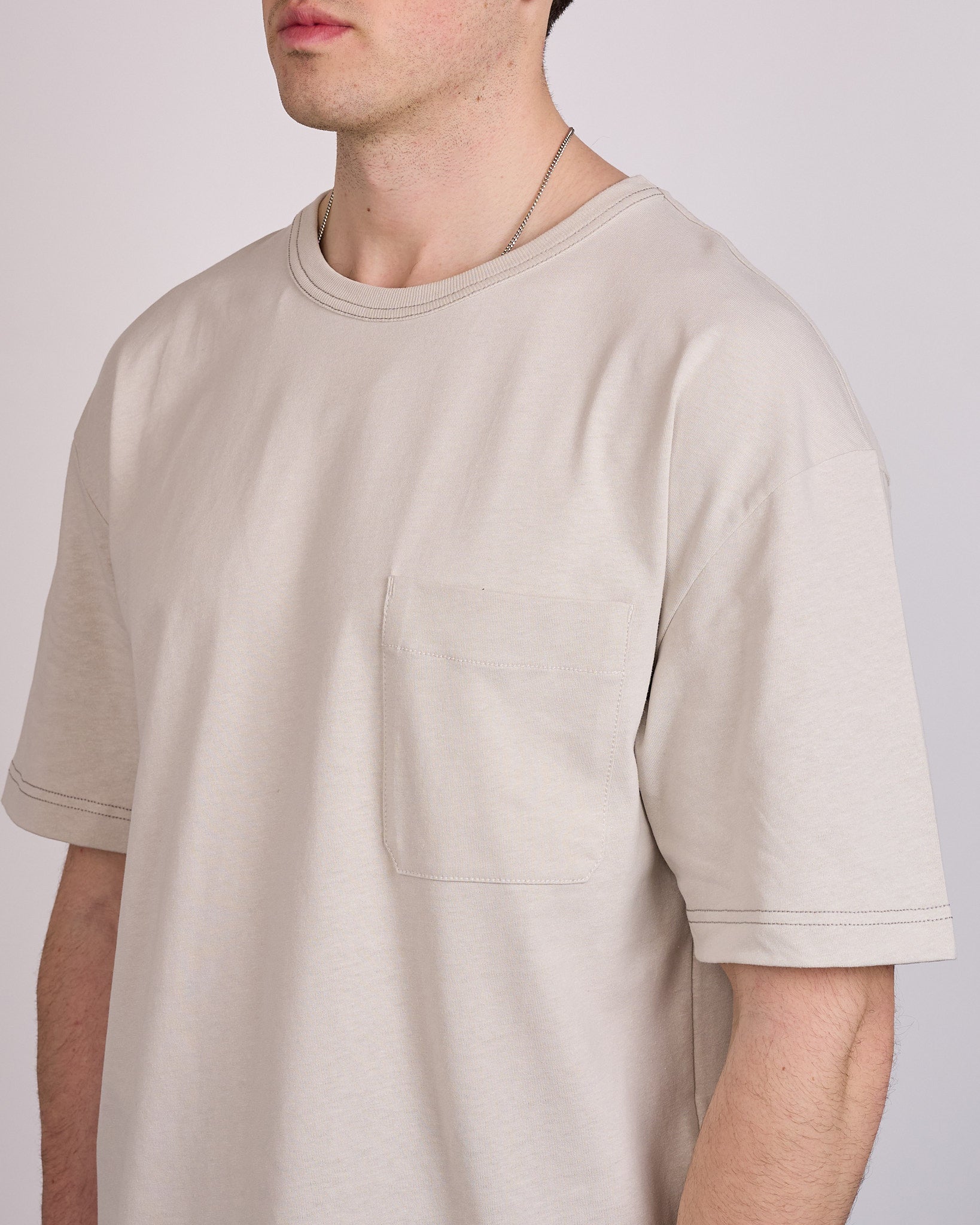 LEMAIRE Boxy T-Shirt Heavy Cotton-Linen Jersey Pearl – LESS 17