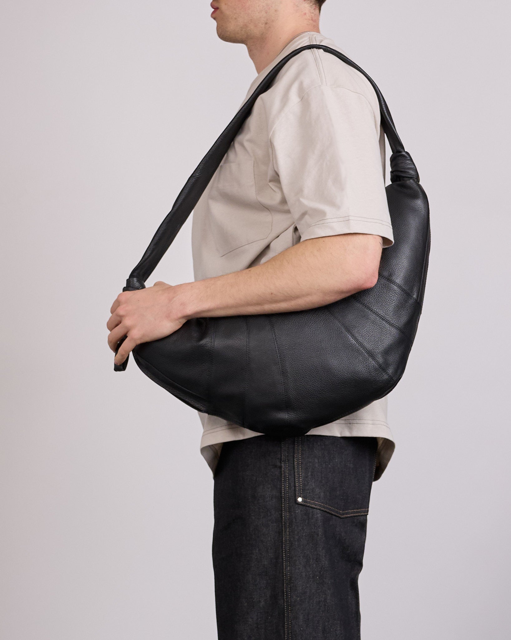 LEMAIRE Croissant Bag Large Soft Grain Leather Black – LESS 17