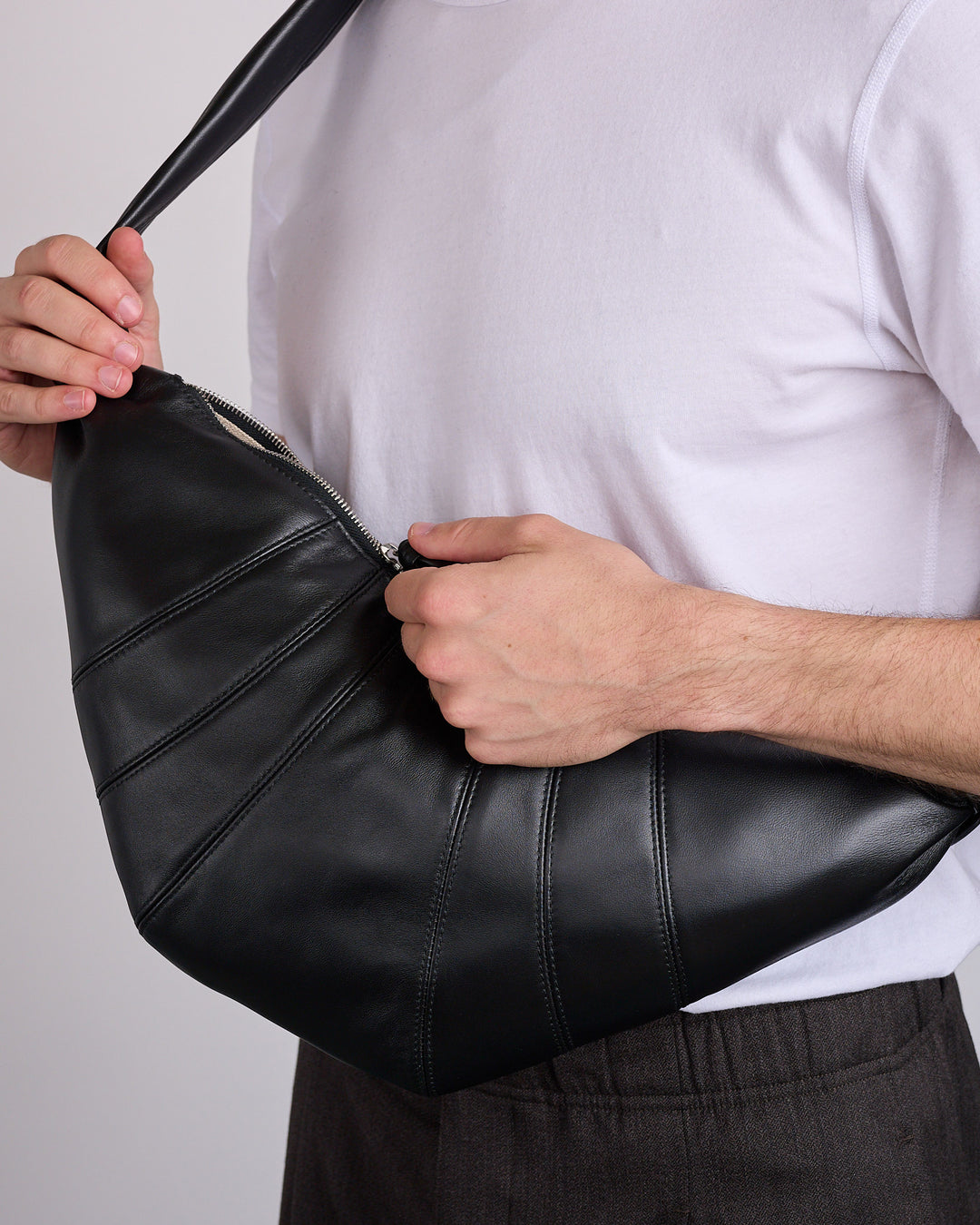 LEMAIRE Croissant Bag Medium Nappa Leather Black